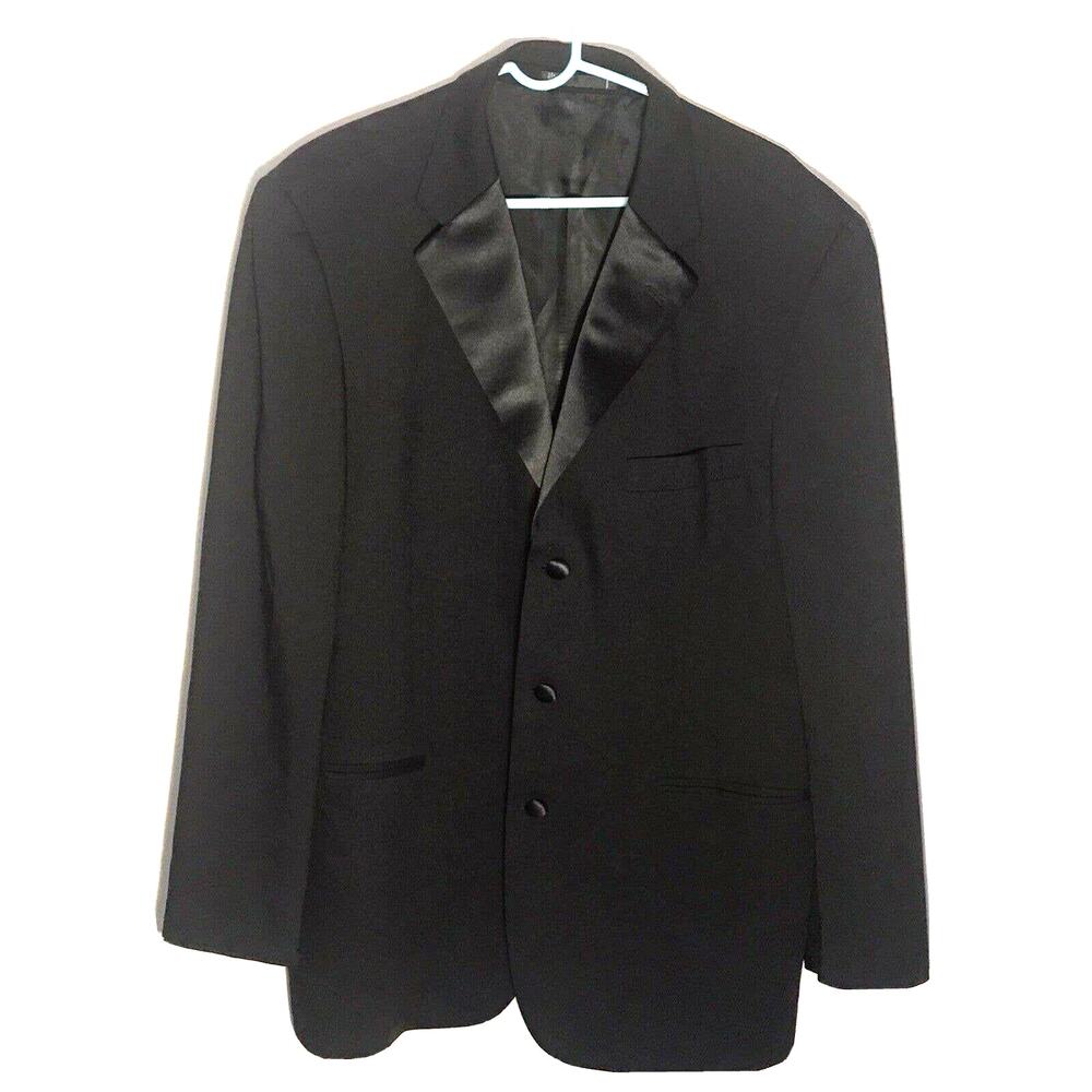 EMANUEL UNGARO black wool TUXEDO JACKET satin lapel s 44R 36W formal suit blazer